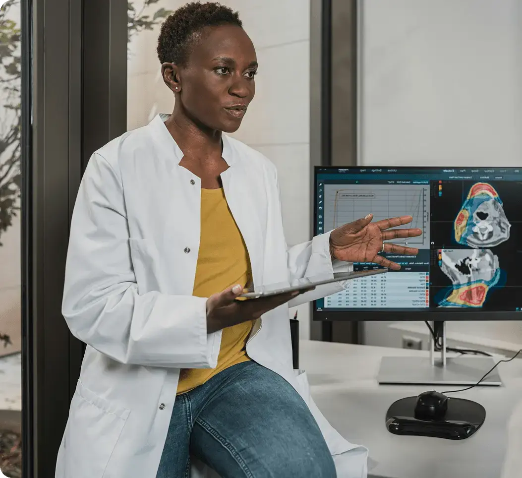 Doctor talking to recruiter
